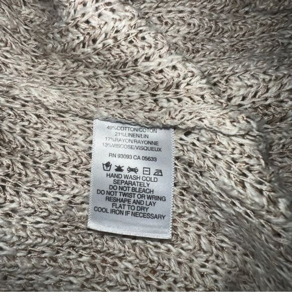 Nic & Zoe Open Knit Beige Cardigan With Fringe Trim 3/4 Sleeves Women's Size S - Picture 8 of 11